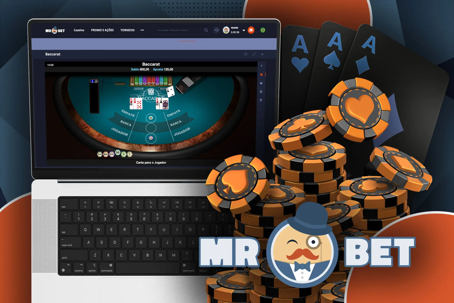 Pode jogar bacará e outros jogos de mesa no casino MRBET.