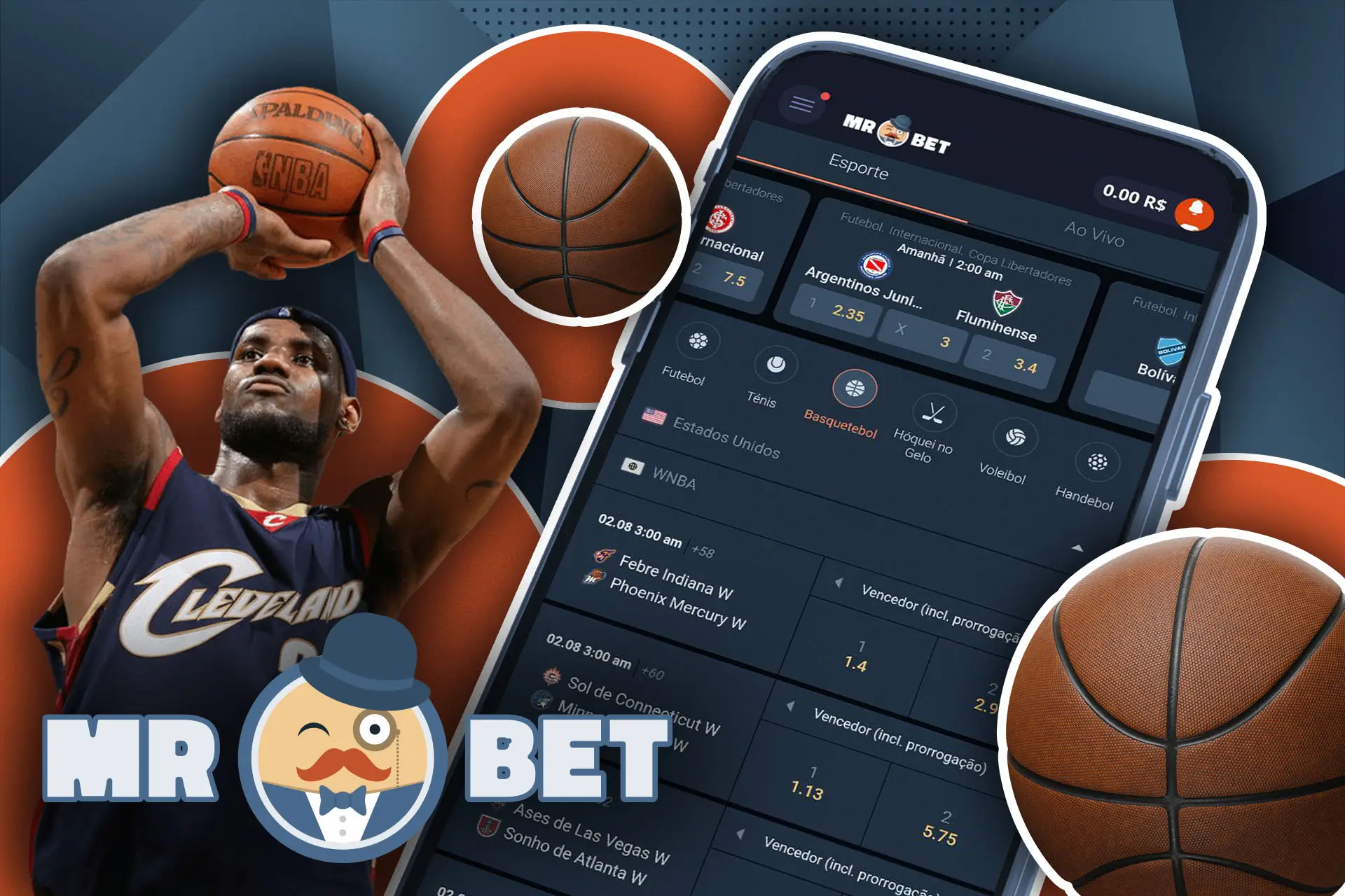 Acesse o aplicativo móvel MRBET e aposte no basquete.