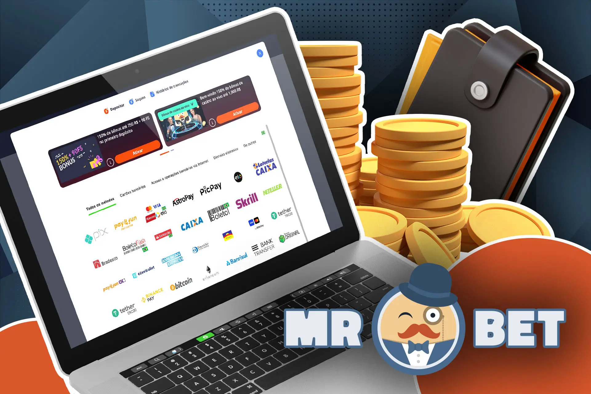 Escolha um sistema de pagamento que seja conveniente para você e jogue com a MRBET.