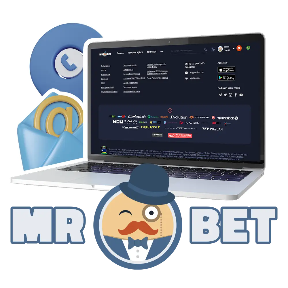 Contatos para entrar em contato com a administração do MRBET.